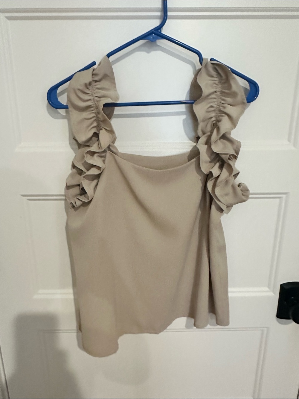 SHEIN Taupe Ruffle Strap Tank Top
